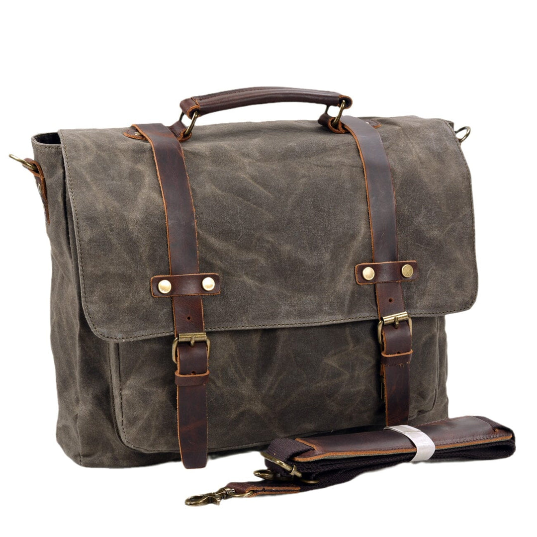 Canvas and Leather Messenger Bag | BRUGES