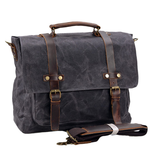 Canvas and Leather Messenger Bag | BRUGES