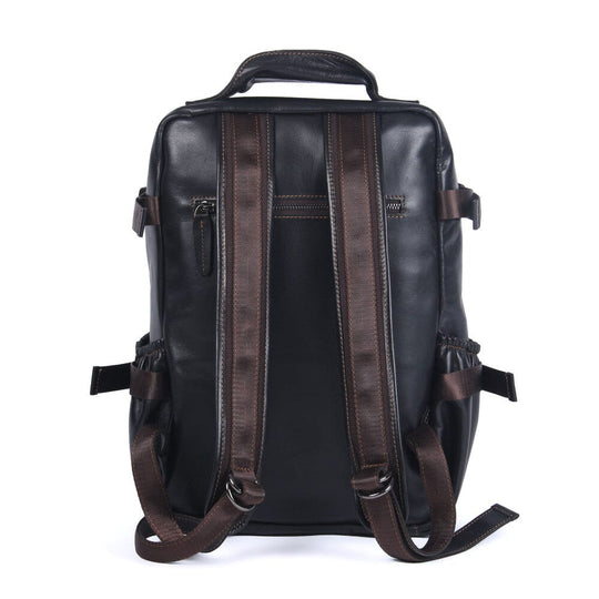 Mens Black Leather Backpack | ISAAC