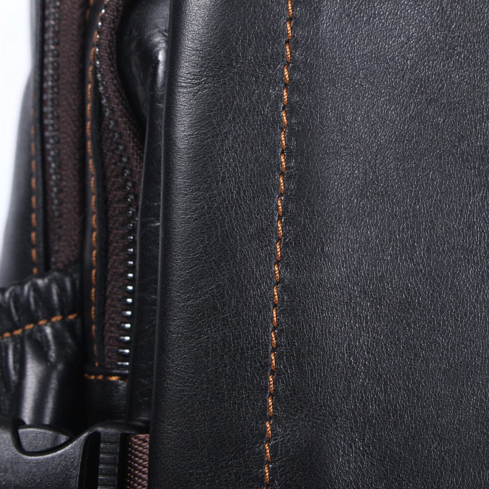 Mens Black Leather Backpack | ISAAC