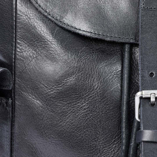 Small Black Leather Backpack | BODO