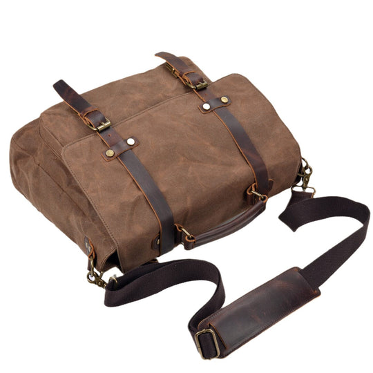 Canvas and Leather Messenger Bag | BRUGES